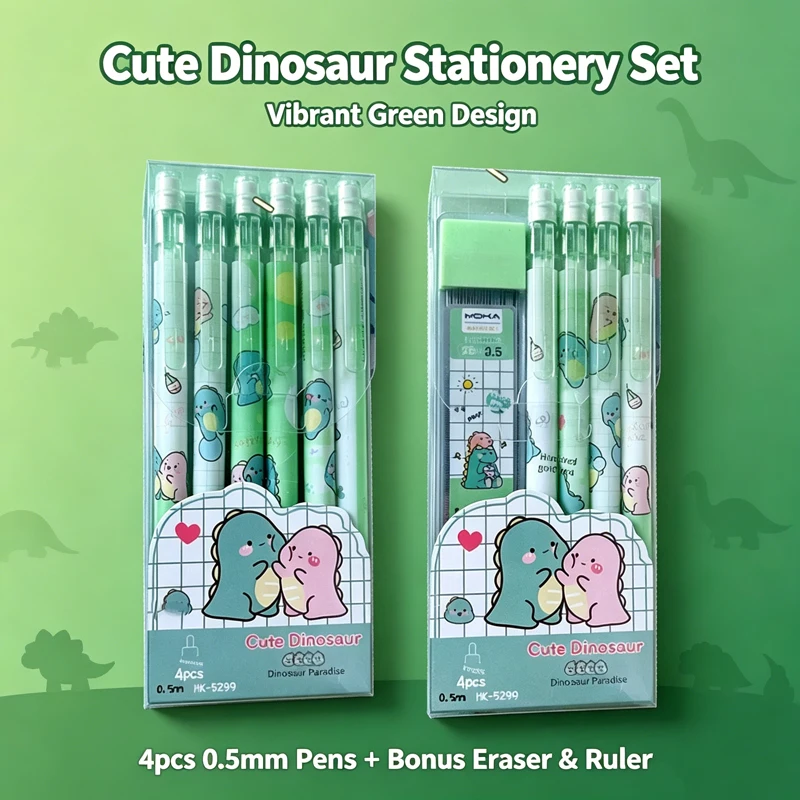  Kawaii Cartoon Mechanical Pencil Set 0.5mm Cute Automatic Pencils With 2B Lead Refills Student School Office Stationery Sketch