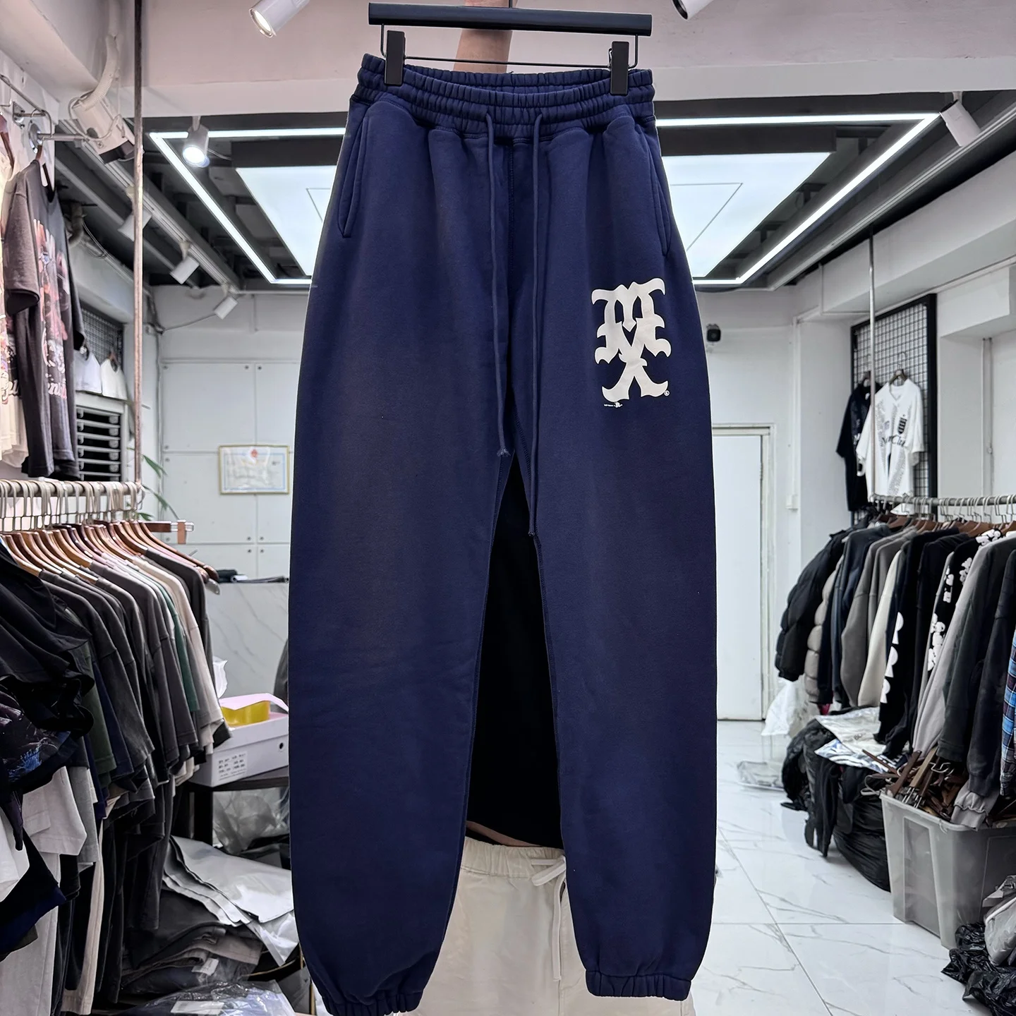 

American High Street Autumn Winter New Style Letter Print Fleece Joggers Loose Casual Vintage Long Trousers for Youth