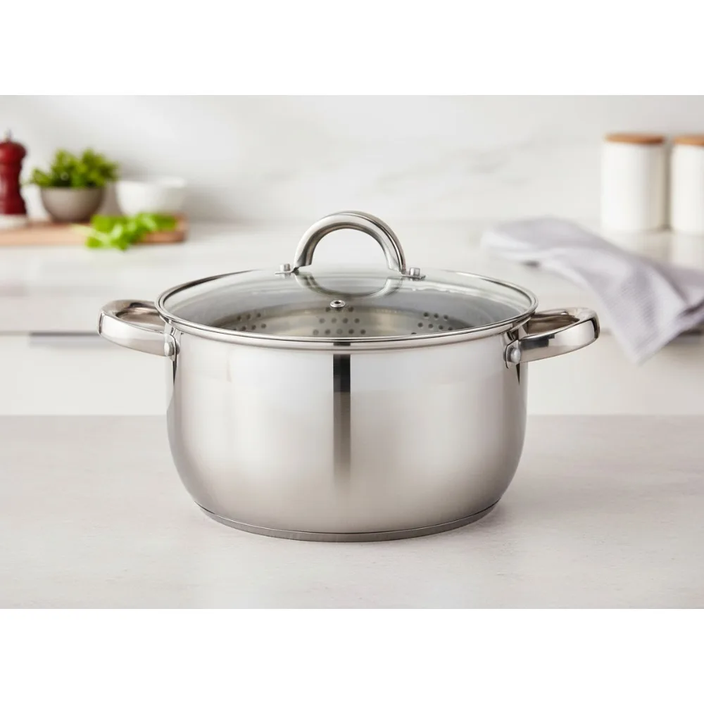 

Голландская духовка из нержавеющей стали на 6 литров с корзиной для пароварки — прочная кухонная посуда для медленного приготовления и здорового питания