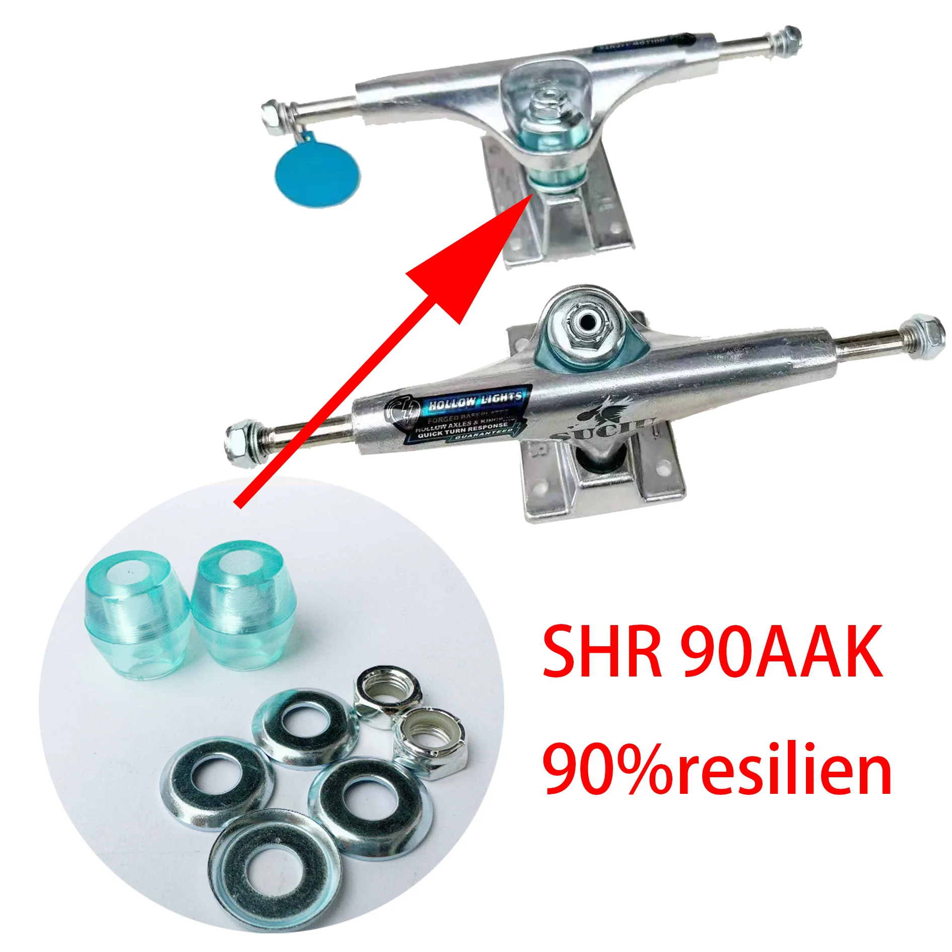 

New Skateboard PU Rubber Colorful Shock Absorber Set Top/Bottom Bush Washers 90a Hard Longboard Pivot Tube Accessories Cups