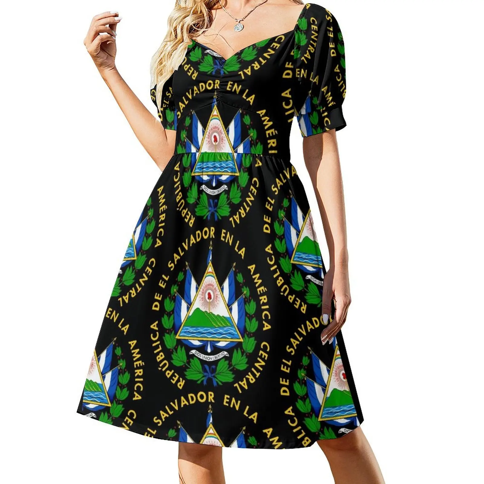 

El Salvador coat of arms Short-Sleeved Dress women clothes Women's dress summer dress long sleeve