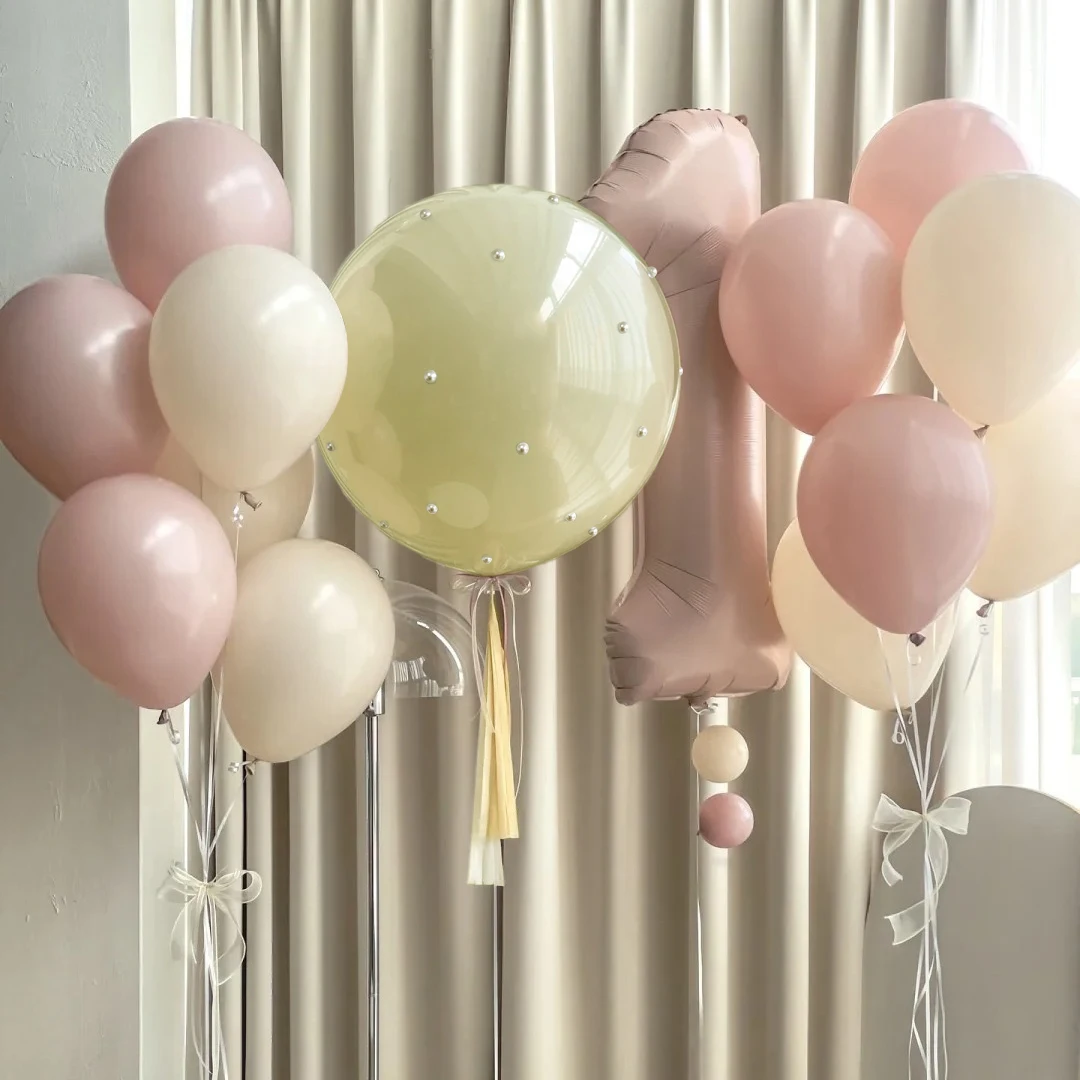 50 piezas de globos de látex blanco arena amarillo claro DIY perlas semicirculares adecuadas para fiestas de cumpleaños bodas aniversarios