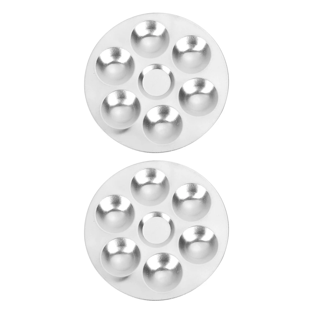 

2 pcs Stainless Steel Round Palette Paint Trays Large Mixing Colors Drawing Supplies Practical Painting Color Trays