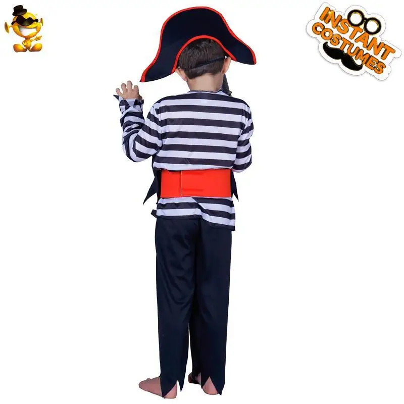 الأطفال M شريط القراصنة زي حفلة تنكرية مرحلة الأداء loween تأثيري الزي الأولاد منقوشة الكابتن جا البدلة