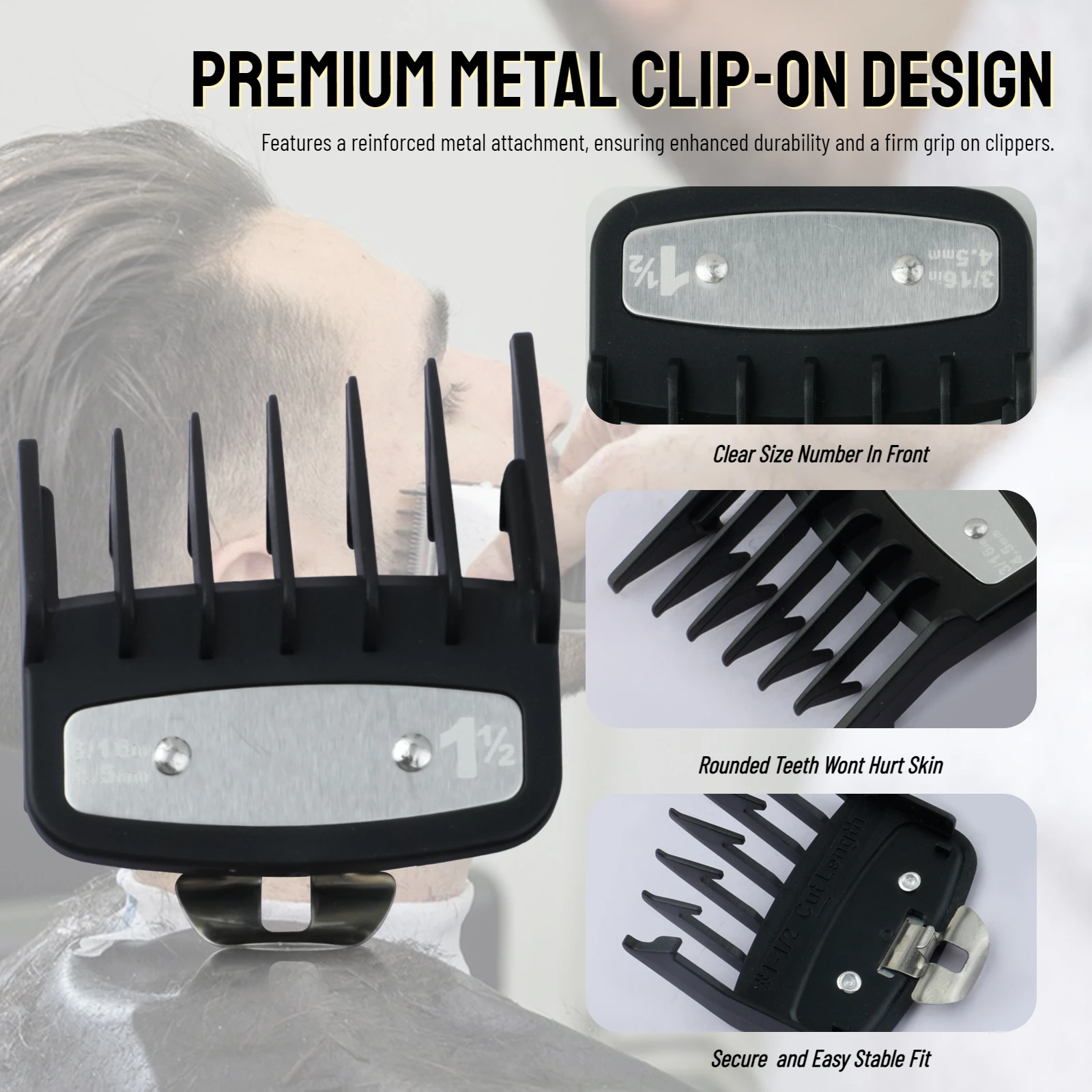 2Pcs Professional Sideburns Barber Haircut Guide Comb Hair Clipper Limit Combs Trimmer Guards Attachment Styling Tools 3mm/4.5mm