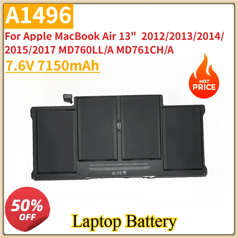 New Replacement Laptop Battery 7.6V 7150mAh A1496 A1466  For Apple MacBook Air 13