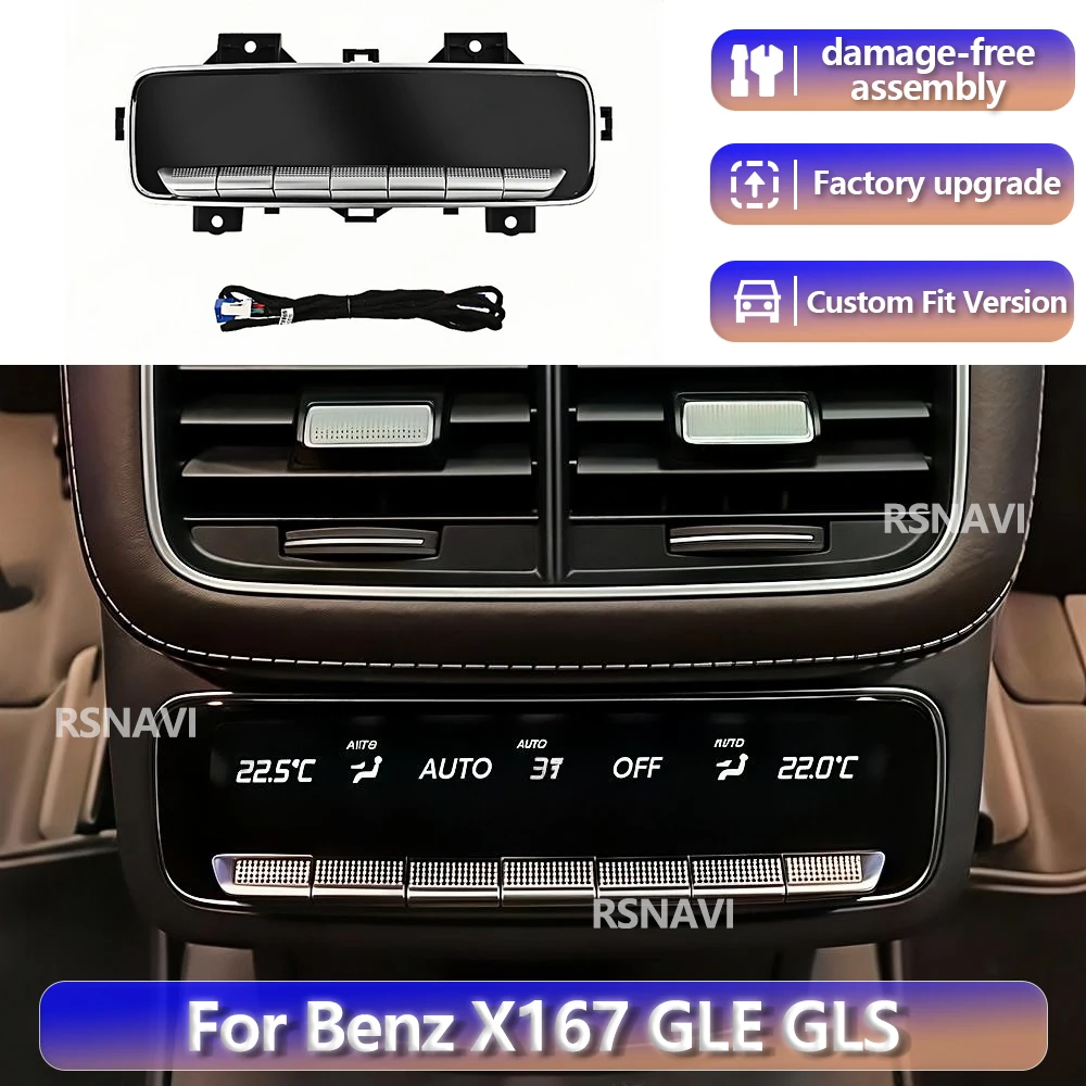 

For Benz W167 GLE GLS Class AMG GLE 2019+ Car Rear Air Conditioning Panel Rear AC Button LCD Control Panel Upgrade Precise Fit