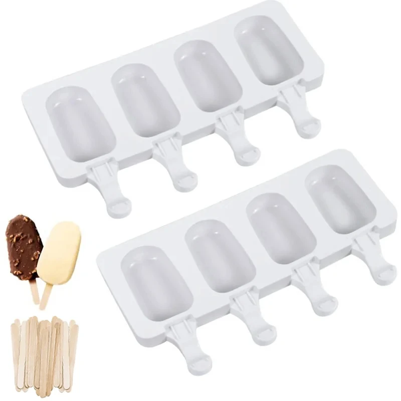 4 Hole Silicone Ice Cream Mold Magnum Silicone Mold DIY Fruit Juice Ice Pop Cube Maker Ice Tray Popsicle Mould Baking Accessorie