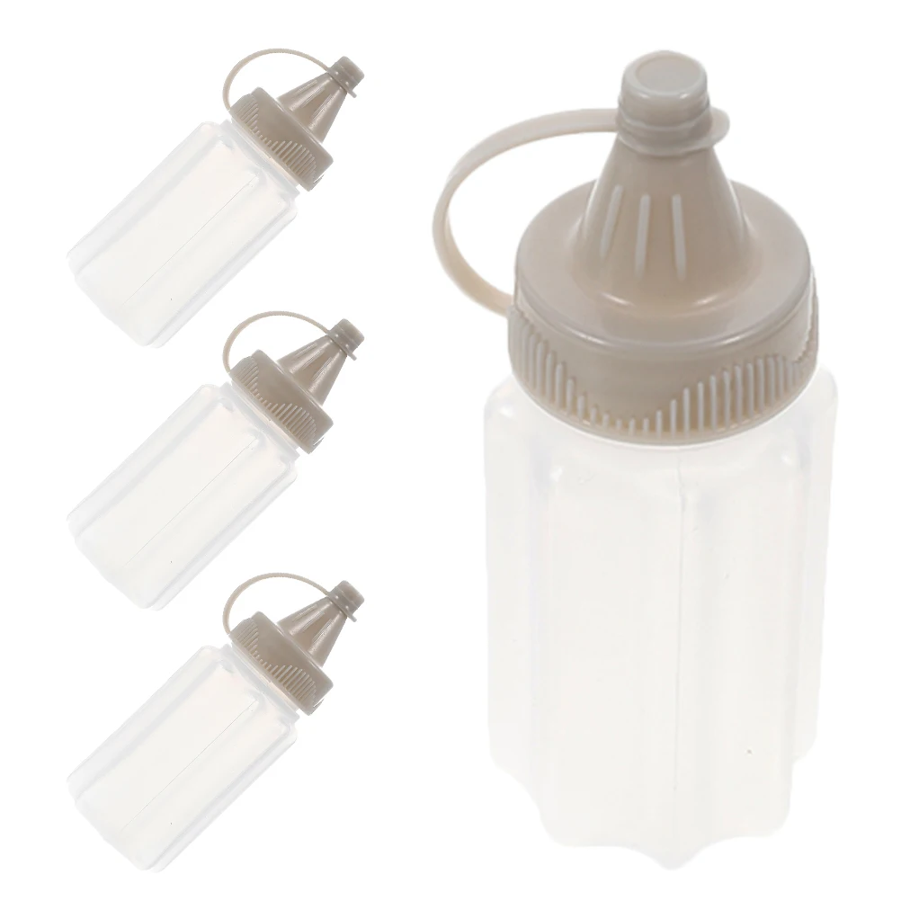 

4 Pcs Mini Sauce Squeeze Bottles Seasoning Boxes Oil Distributor Portable Lunch Accessories Gray Pack Leak Proof Sturdy Material