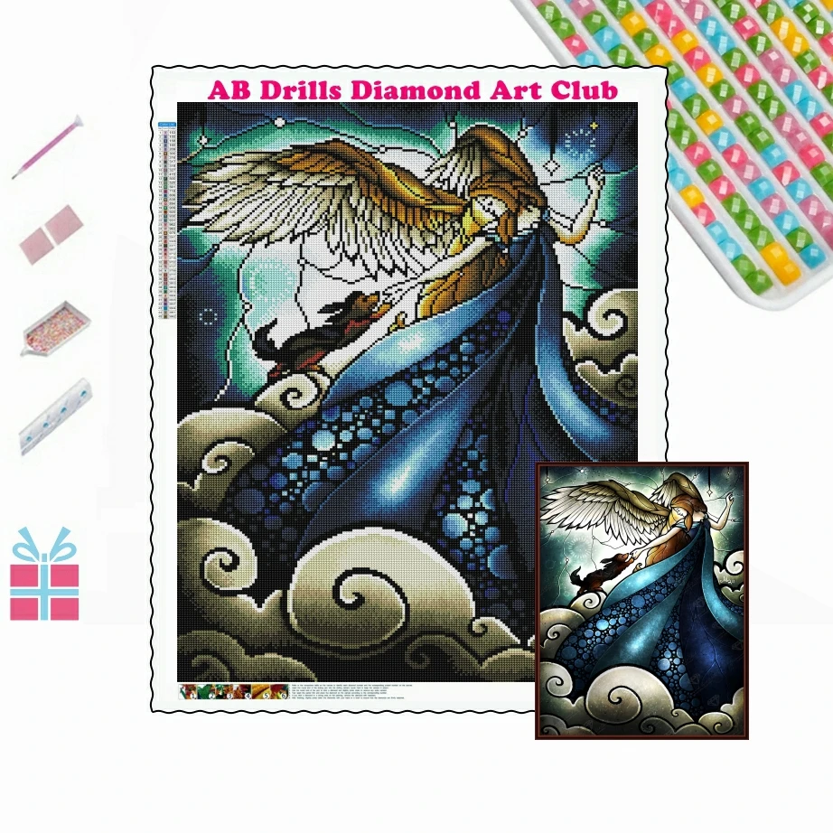 

Dog Angel Heaven 5D DIY AB Drills Diamond Painting Embroidery Cross Stitch Cartoon Art Rhinestone Mosaic Home Decor Child Gifts