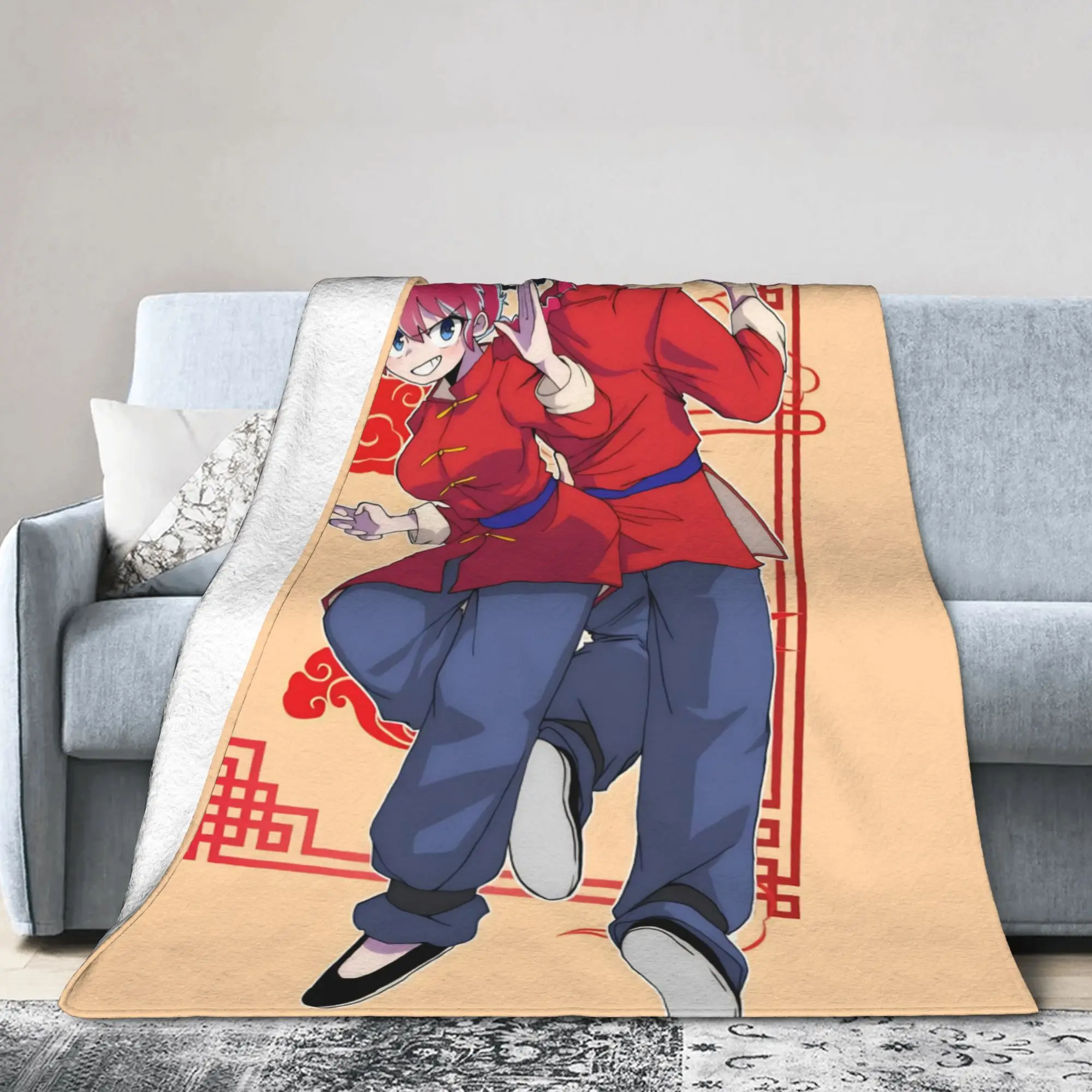 Ranma Japanese Anime Blanket Fleece Print  Portable Lightweight Thin Throw Blanket for Sofa Travel Rug Piece