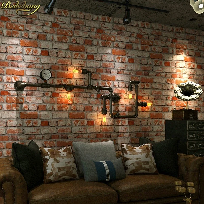beibehang stone brick wallpaper for walls rustic TV background Simulation red gray brick wall paper roll wall papers home decor