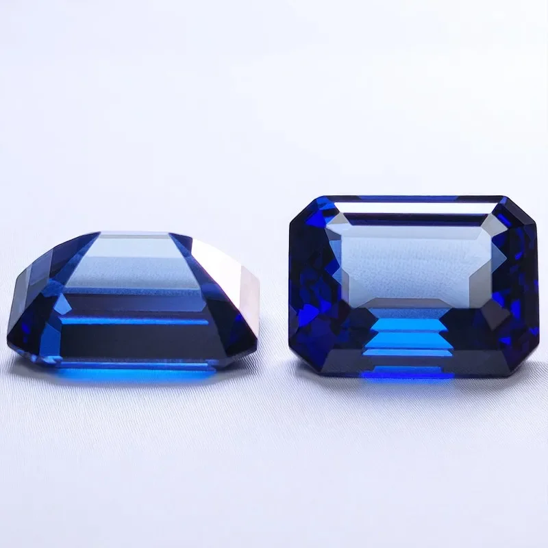 Lab Grown Sapphire Royal Blue Color  Emerald Cut  VVS1 Selectable  Certificate For Jewelry Diy Making