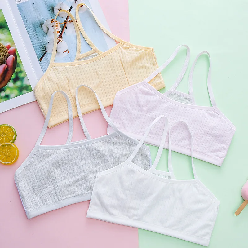 Girls' Adolescent Underwear Small Tank Top Lightweight Breathable Cotton Underwear Solid Color Simple Student Girls' Underwear