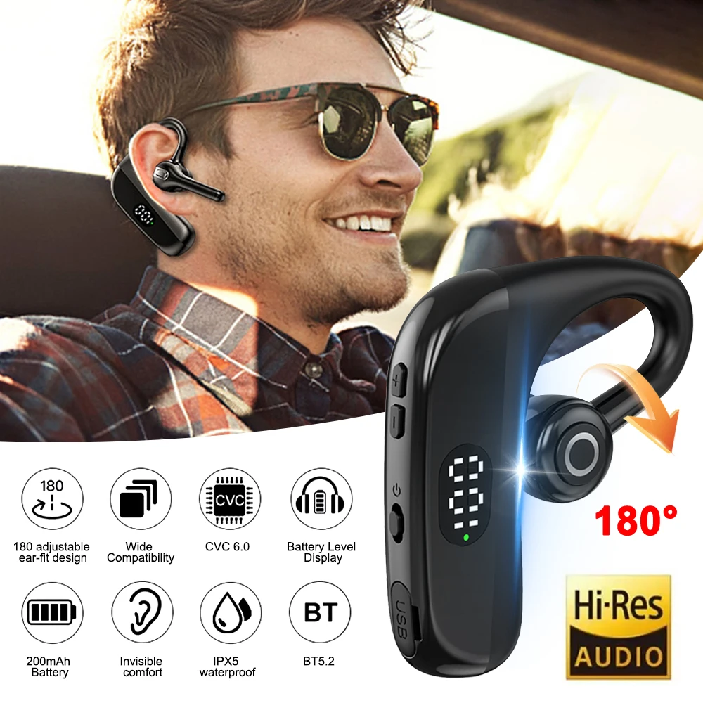 88 Hours Talk Time Earphone Bluetooth 5.3 Business Long Battery Life Wireless Headphones Sports Gaming Headset With HD Micrphone