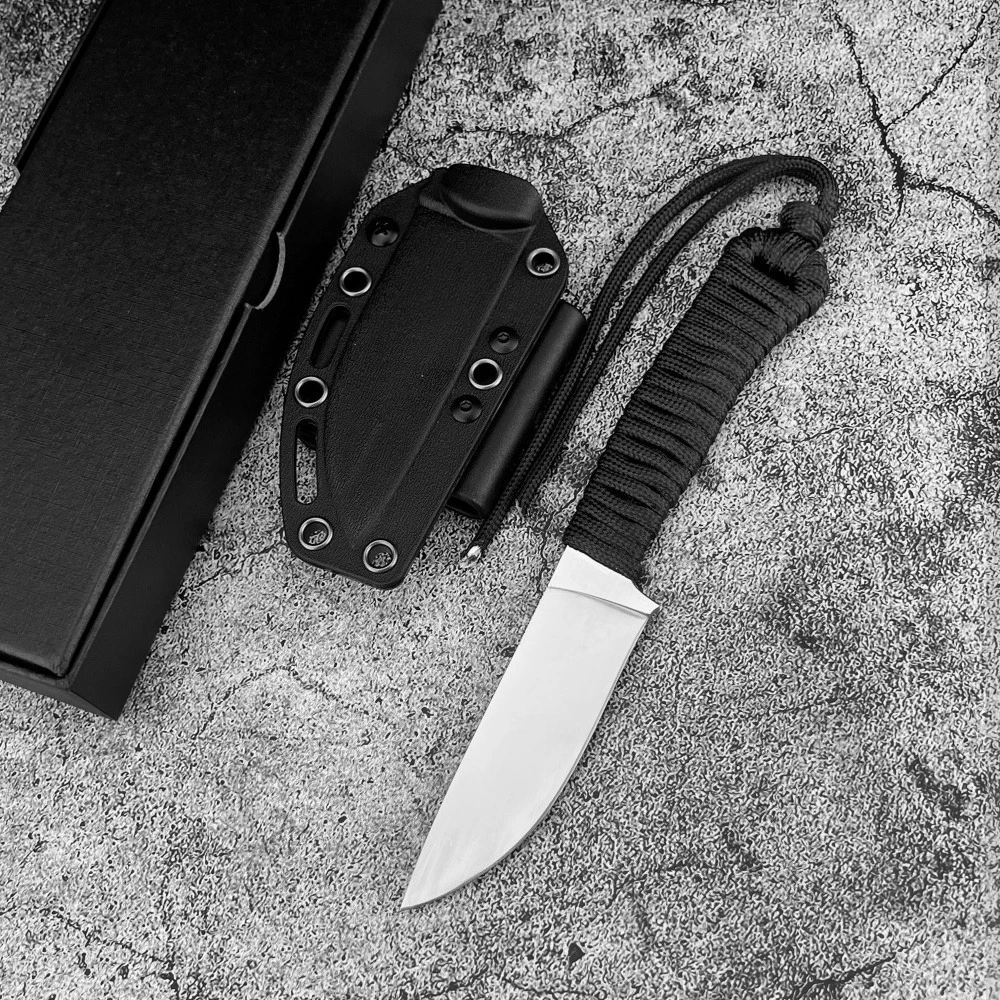 Coltello a lama fissa EDC per esterni Coltelli da frutta di alta qualità Coltelli multiutensile popolari Coltelli tattici con manico in corda di nylon con lama 440C