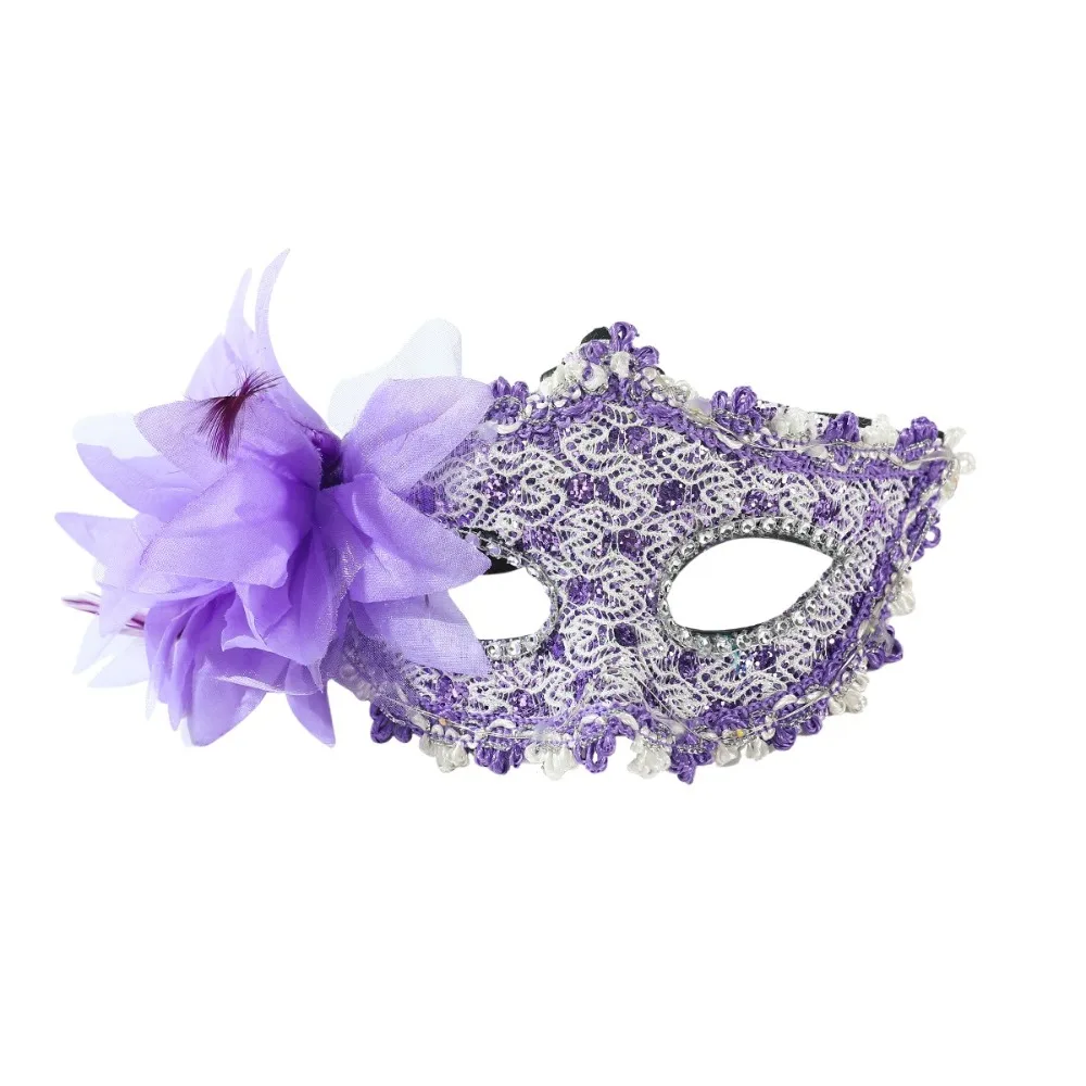 Creative Plastic LED Glowing Mask Lace Light Up Feather Flower Mask Makeup Half Face Mask Venice Masquerade Mask Girl