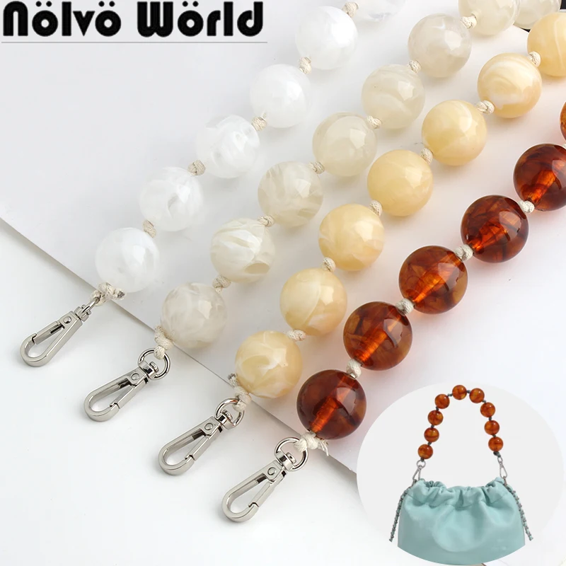 

35cm Marble Stone Acrylic Resin Round Bead Short Handle For Adjustable Wristlet Handbag Belt Bags Mobile Phone Chain Accessories