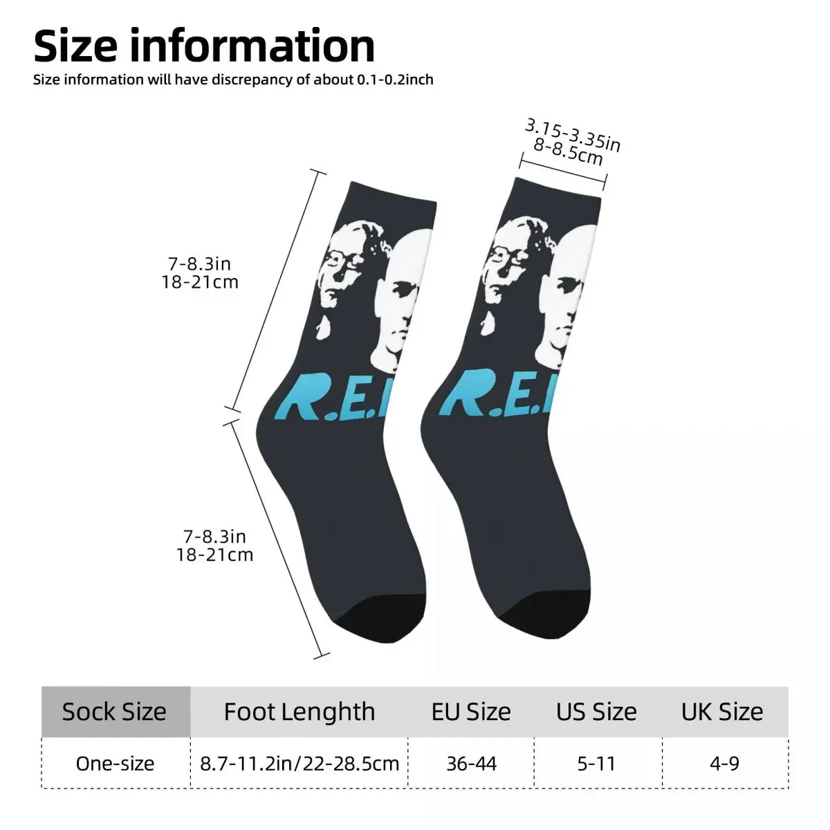 Funny Happy R E M Essential Chaussettes pour hommes, Rétro Harajuku, R.E.M Hip Hop Novelty Seamless Crew ELan Sock, Imprimé sur le site officiel