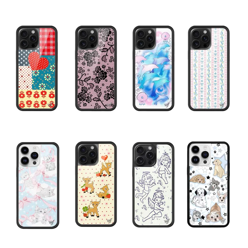 

New Wildflower 3D WF Strawberry Phone Case for iPhone 12 13 14 15 16 Pro Max Plus Funda Cute Dolphin Cartoon Protective Cover