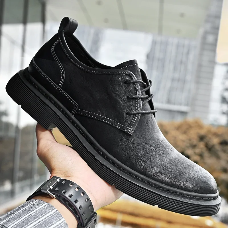 

High Quality Leather Shoes Casual Business Shoes for Men Designer Shoes Men Motorcycle Boots Anti Slip Hiking Platform Sneakers