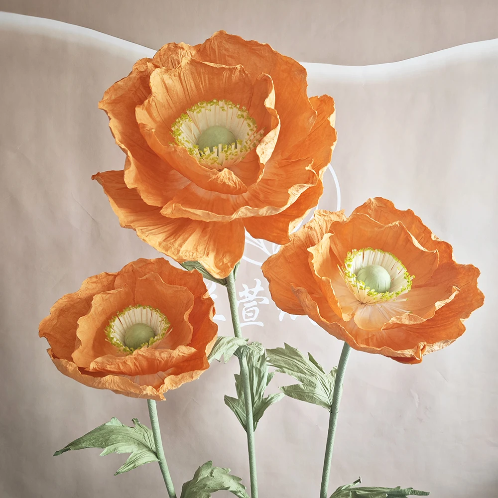 3-teiliges Set Riesige Blumen Mohnblumen Papierblumenkopf Hochzeitswegführung Blumendekoration für Events Party Kulisse Bühne Schaufensterdekoration Mohnblumen – Detail 10