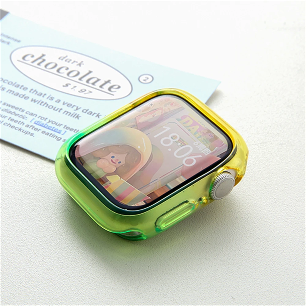 INS-Cute Gradient Jelly Candy Color Case para Apple Watch, 45mm, 41, 40, 44, 42, Coréia Bumper Protector para iWatch Series 9, 8, 7, 6, 5