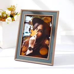 Vintage Plastic Photo Frame Home Photo Decor Photo Frame Office Desktop Display Poster Frame Gold Green Rectangle Photo Frame