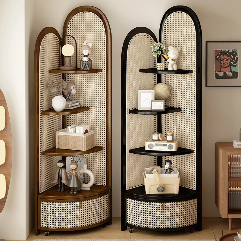 Armário triangular de canto integrado com rack de canto retrô