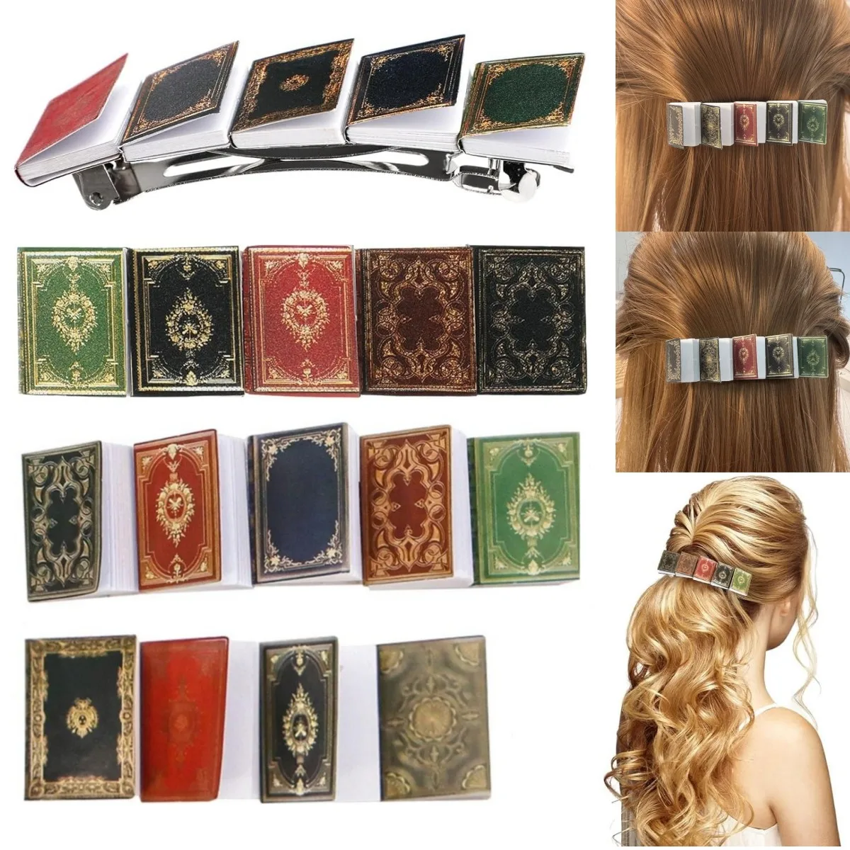 1PC Miniature Book Hair Clip Book Lover Square Headwear Classic Book Hair Clips Paper Book Hair Clip BarretteFor Girls Women