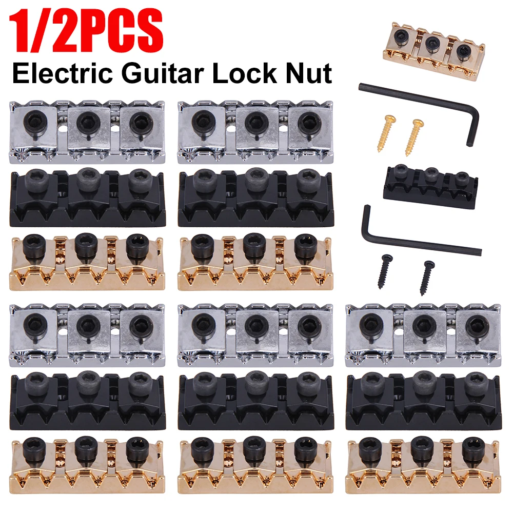 42.2mm Guitars String Locker Nut Zinc Alloy Double Rocking Guitar Nuts Replacement Durable with Wrench Screws Guitar Accessories