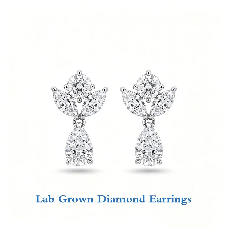 

Total 3CTW Pear Cut 1CT Each With IGI Certified Lab Grown Diamond Earrings Solid 14K White Gold Birthday Gift