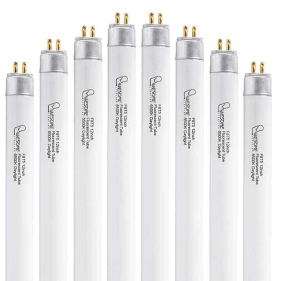 8 Pack 12 Inch F8T5/DL Fluorescent Light Bulb, 6500K Daylight, T5 8 Watts Fluorescent Replacement Bulb for Counter and Cabinet