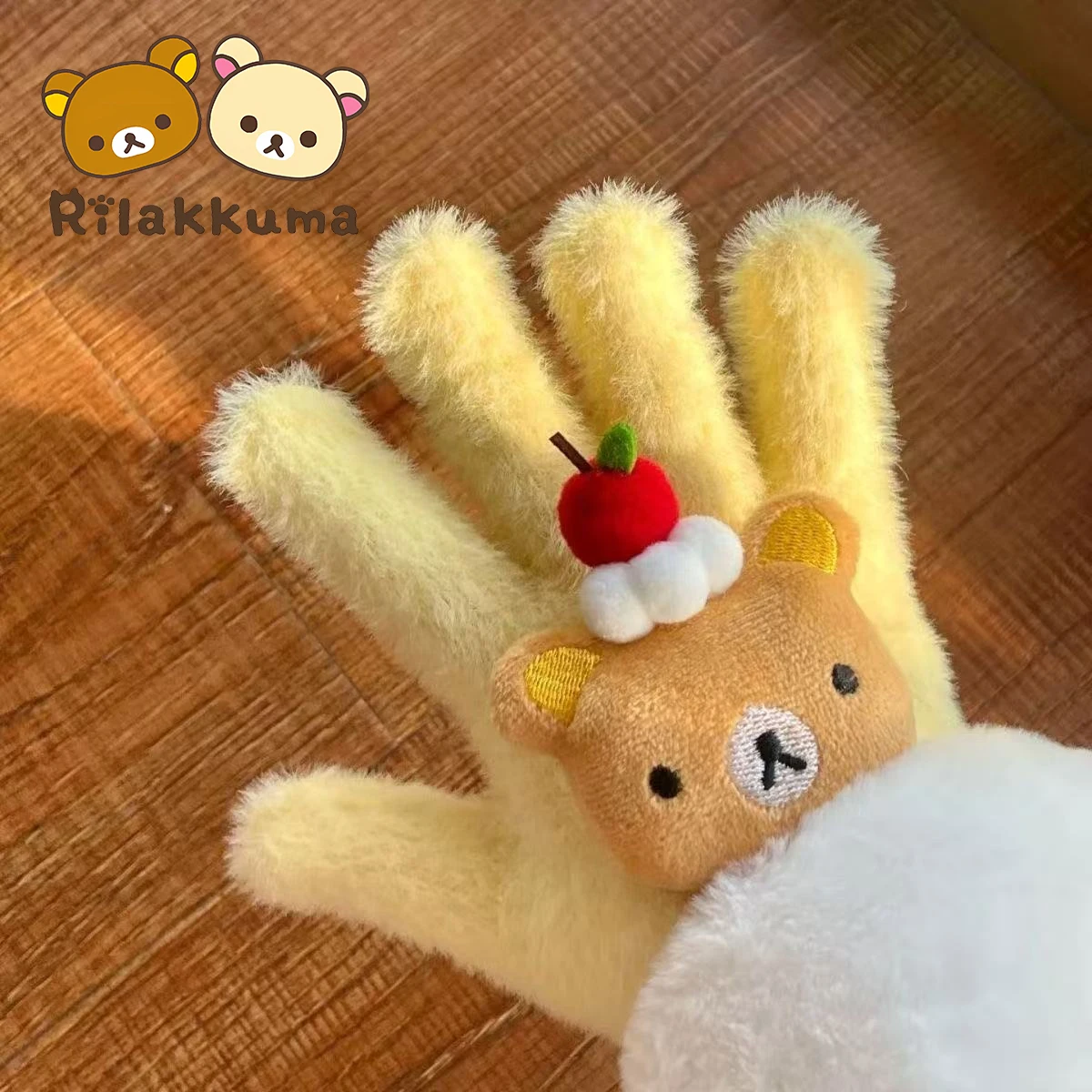 قفازات الكرتون Rilakkuma الكرتون Kawaii طباعة قفازات الاصبع قفازات الشتاء الدافئة الأطفال في الهواء الطلق الدراجات اكسسوارات هدايا عيد الميلاد