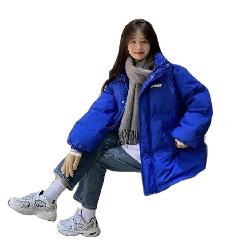 

Overcoat Parka Women Down Cotton Padded Jacket Winter 2022 Female Add Thick Klein Blue Cotton Coat Keep Warm Student Outerwear