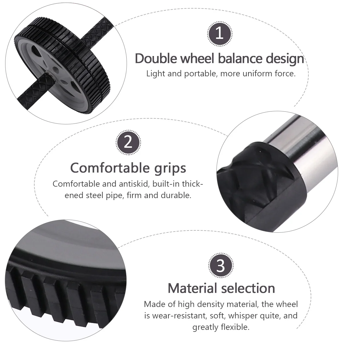 

Ergonomic Ab Roller Wheel Exercise Equipment Home Gym Silent Design High-Density Wear-Resistant Flexible Tummy