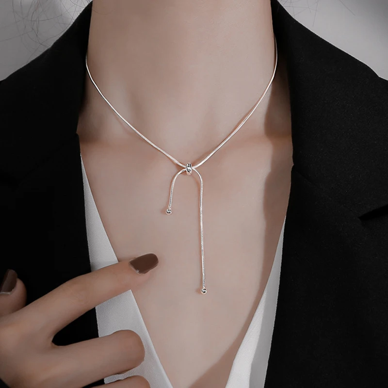 GANPUP Exquisite Perlenbesetzte Y-förmige Lange Anhänger-Halskette für Damen, Modische Neue 925 Versilberte Halskette, Schmuckgeschenk für Partys – Detail 6