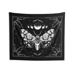 Moth tapestry Dark  Moon tapestry aesthetic Goth tapestry Hippie wall art Insect art Spiritual decor Wiccan Gothic  for her