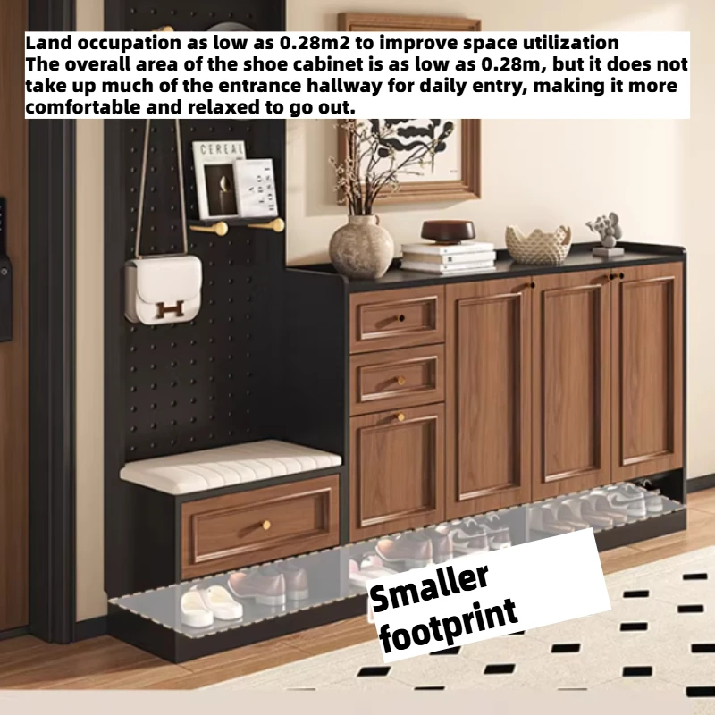 

French Style Shoe Cabinet Entrance Door Storage Locker Clothes Hanger Home Shoerack Stool Entrance Cabinet Hallway Furniture