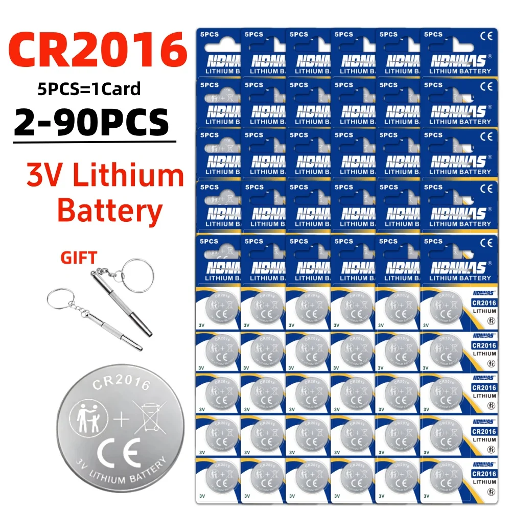 2-90pcs CR2016 3V Lithium Button CR 2016 Battery DL2016 BR2016 DL2016 LM2016 Coin Cell Watch Batteries for Toys Clock Remote
