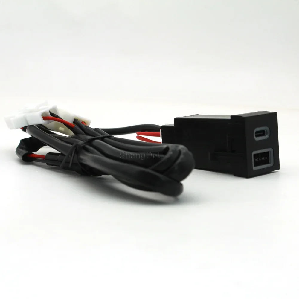 Car Dual Charger Socket USB QC3.0 Fast Charging Quick PD Charging USB Charger For Toyota RAV4 Car Accessories