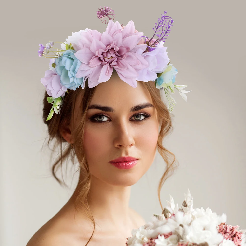 

2pcs Artificial Flower Headband Floral Garland Bridal Bridesmaid Wedding Party Hair Accessories Lightweight Realism Styles