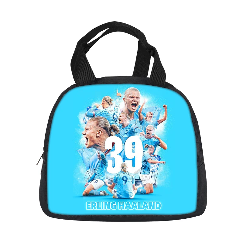 Insulated Lunch Bag School Handbag Football Star Haaland Student Bento Food Container Bags Reusable Thermal Cooler Lunch Box