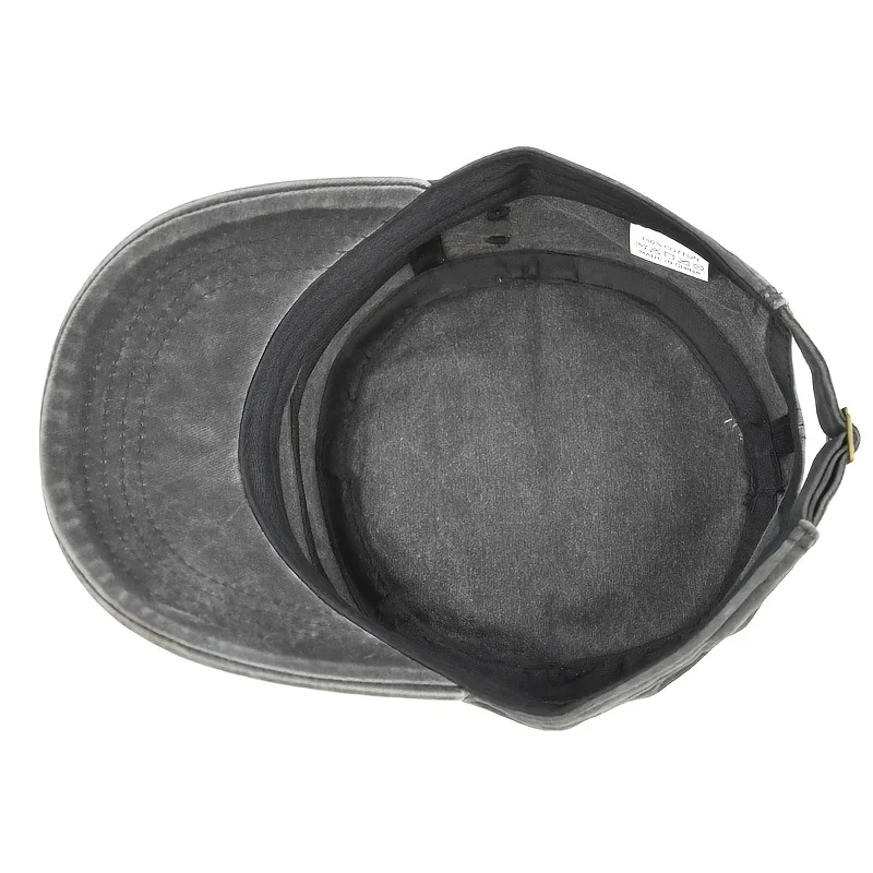 Винтажная промытая хлопковая кепка унисекс в стиле милитари кадет с плоским верхом, Регулируемая Кепка-тракер для бега, гольфа, кемпинга, походов, рыбалки