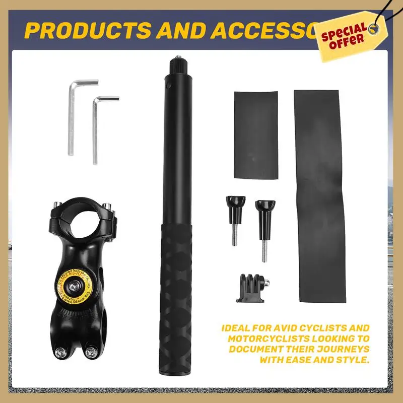 Regulowany uchwyt na kierownicę do Insta360, Gopro Motocykl Rower Niewidoczny kij do selfie