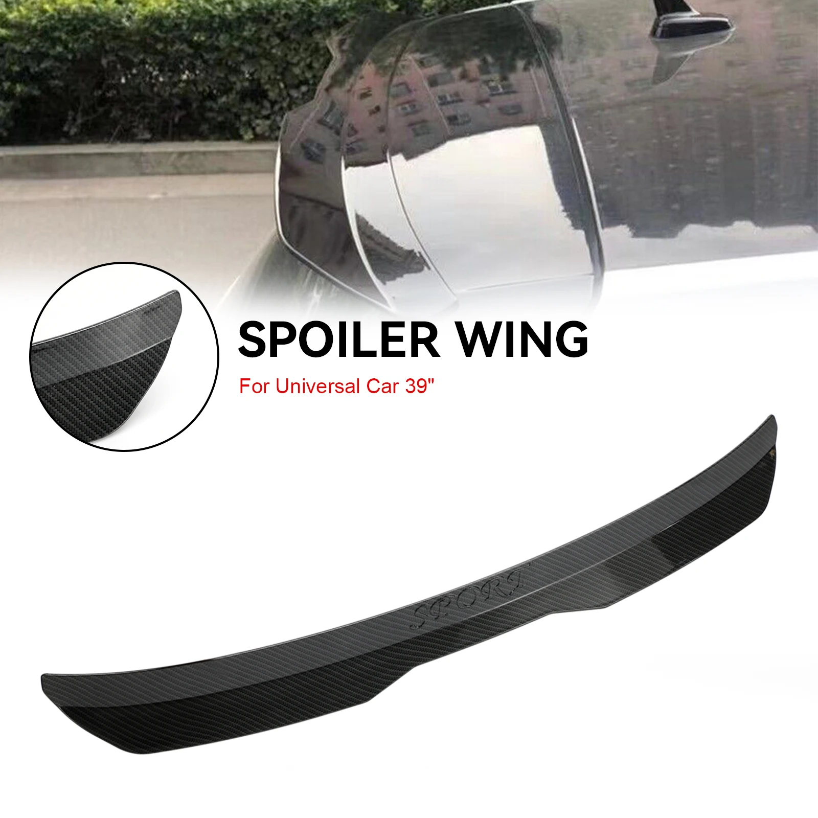 Areyourshop Carbon Fiber Look Car ABS Rear Spoiler Universal Modified Roof Extension Lip