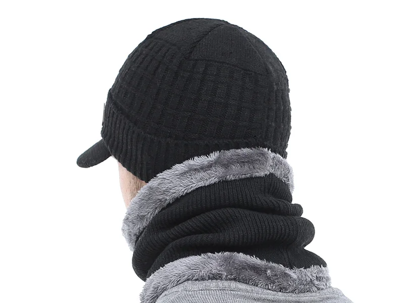 Gestrickte Hut Skullies Beanies männer Winter Hüte Für Männer Schal Kappe Frauen Winter Beanie Hut Beany Männlich Homme Gorro motorhaube Kappen – Detail 5