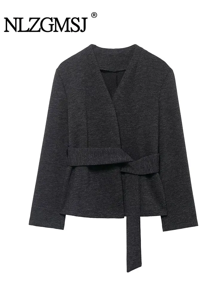

NLZGMSJ женский кардиган с поясом, куртка 2026, весенний свободный свитер с длинными рукавами, женское повседневное пальто Y2K