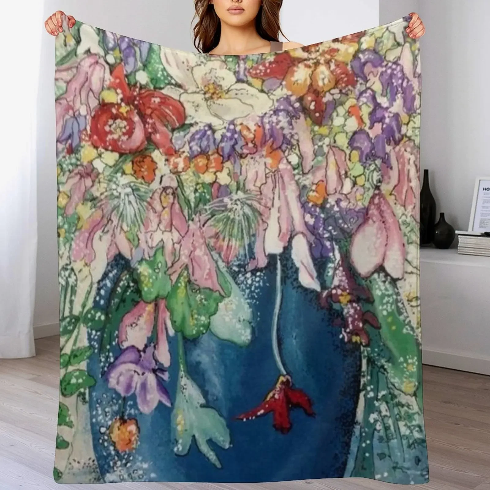 

Vase of Spring Flowers Throw Blanket Warm Napping Blanket for Office Couch Bed
