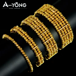 Multi Layer Gold Color Beads Bracelets 21k Gold Plated Arab Islamic Elegant Bangles Dubai Women Luxury Wedding Party Jewelry